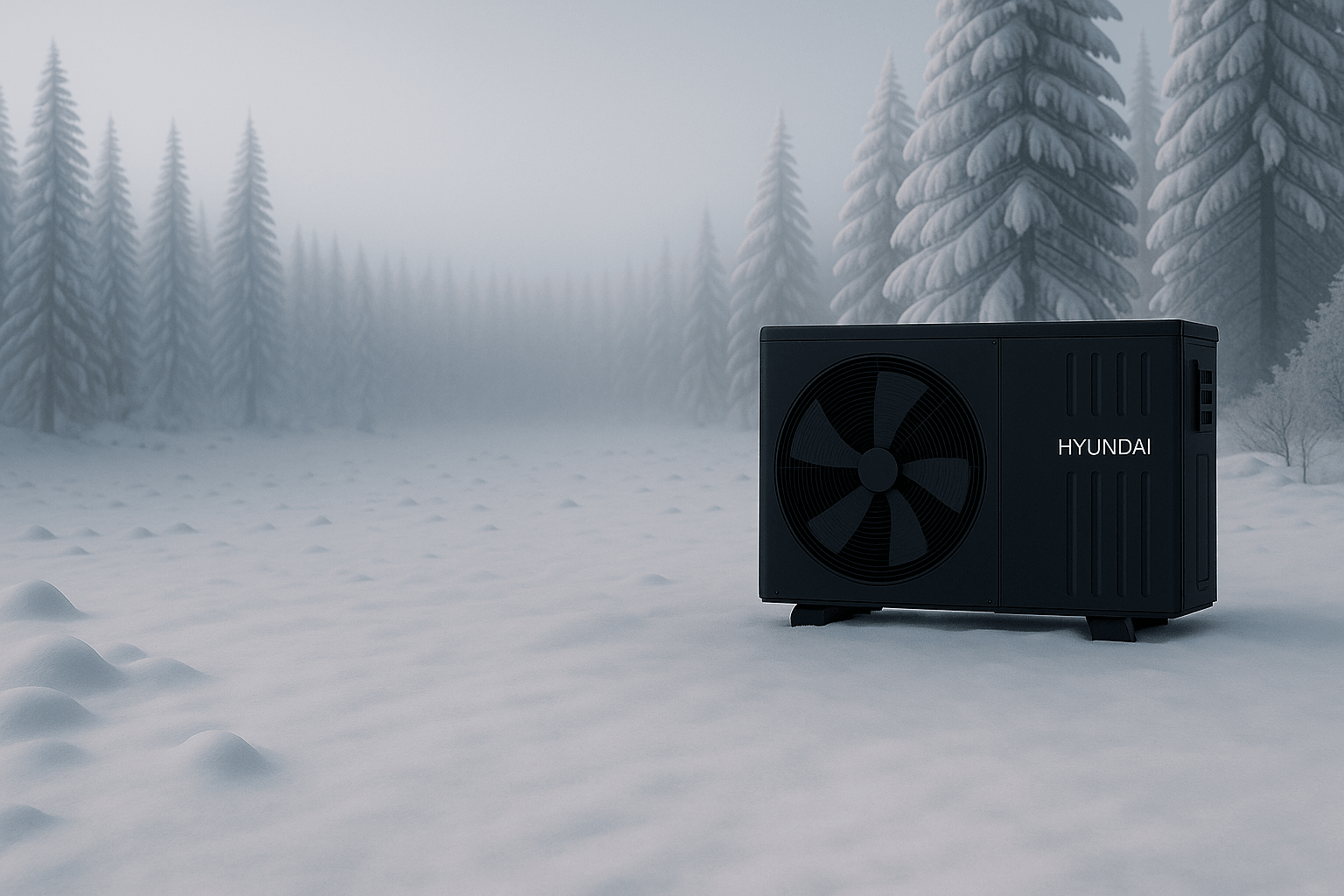 Hyundai pompë ngrohjeje në peizazh dimëror